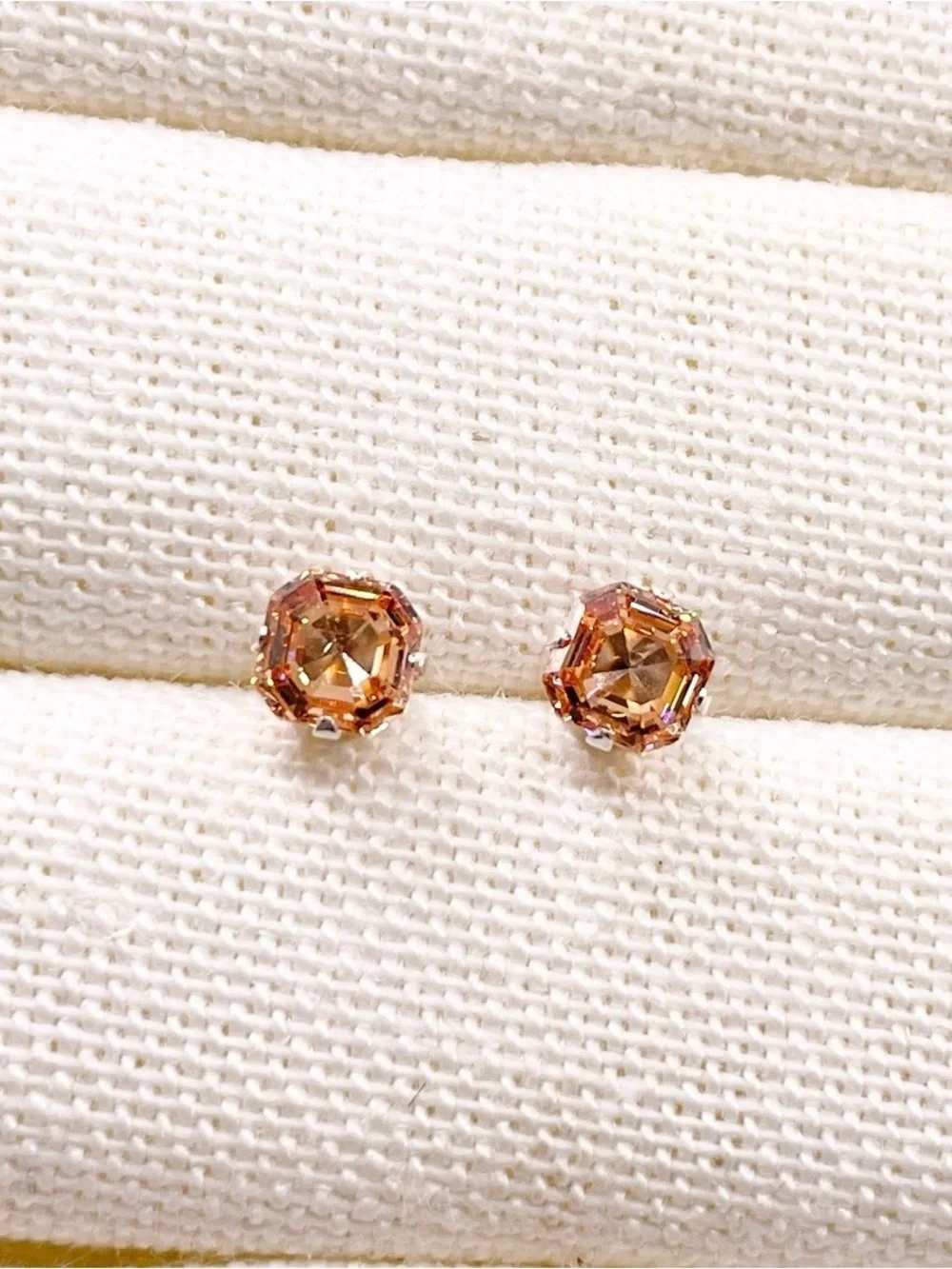 Peach Tourmaline 925 Sterling Silver stud earrings